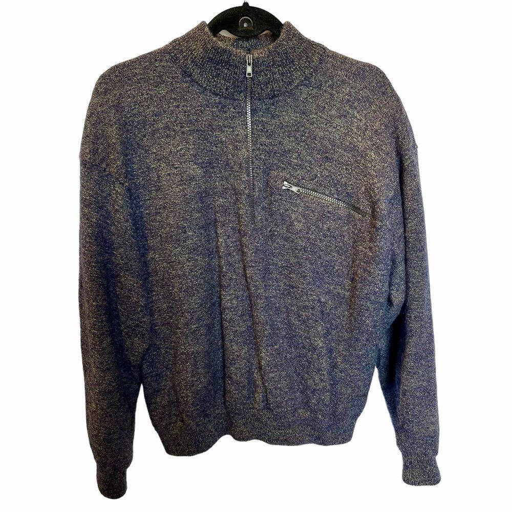 Cabela's Men's Pullover Wool Windstopper Sweater Navy Blue Size Large